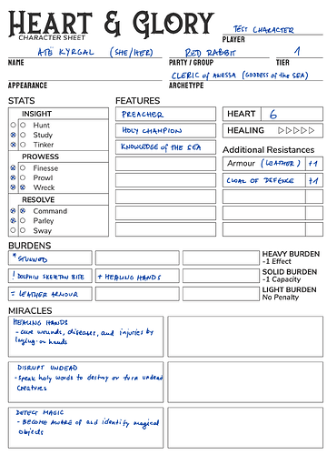 Sample 0.7 character sheet - work in progress
